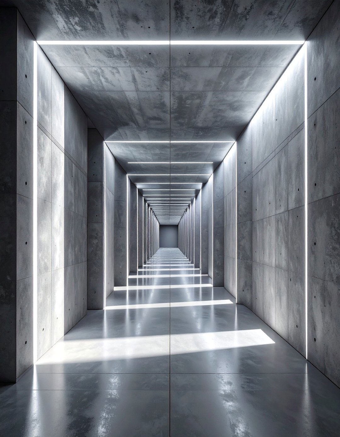 The Sculptural Lighting in a Brutalist Hallway - 30 brutalism interior design ideas