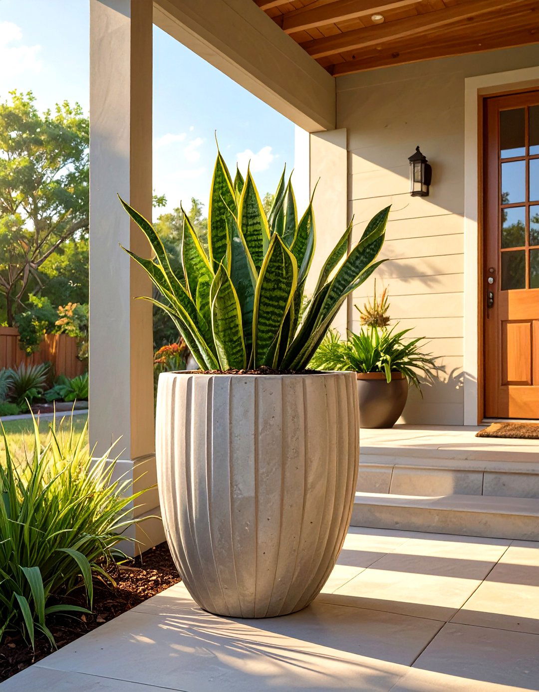 The Sculptural Planter Front Porch - 30 modern small front porch ideas