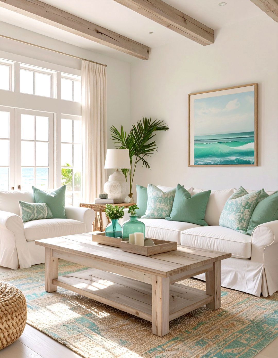 The Sea Glass Inspired Colors Living Room - 30 modern coastal living room ideas