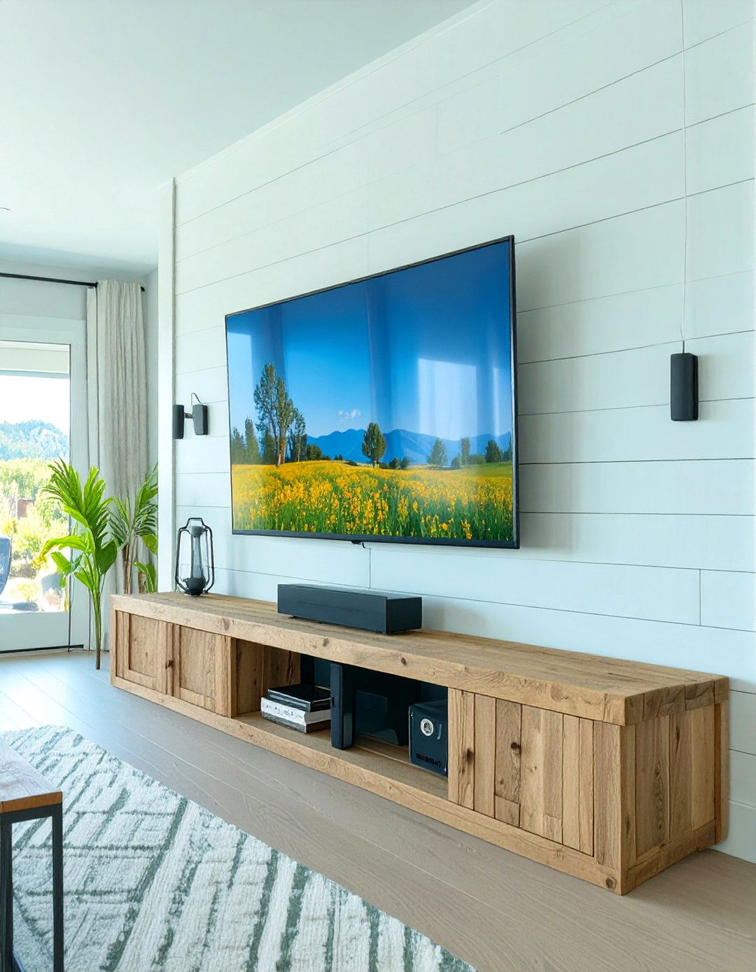 The Seamless Entertainment Hub - 30 modern farmhouse living room ideas