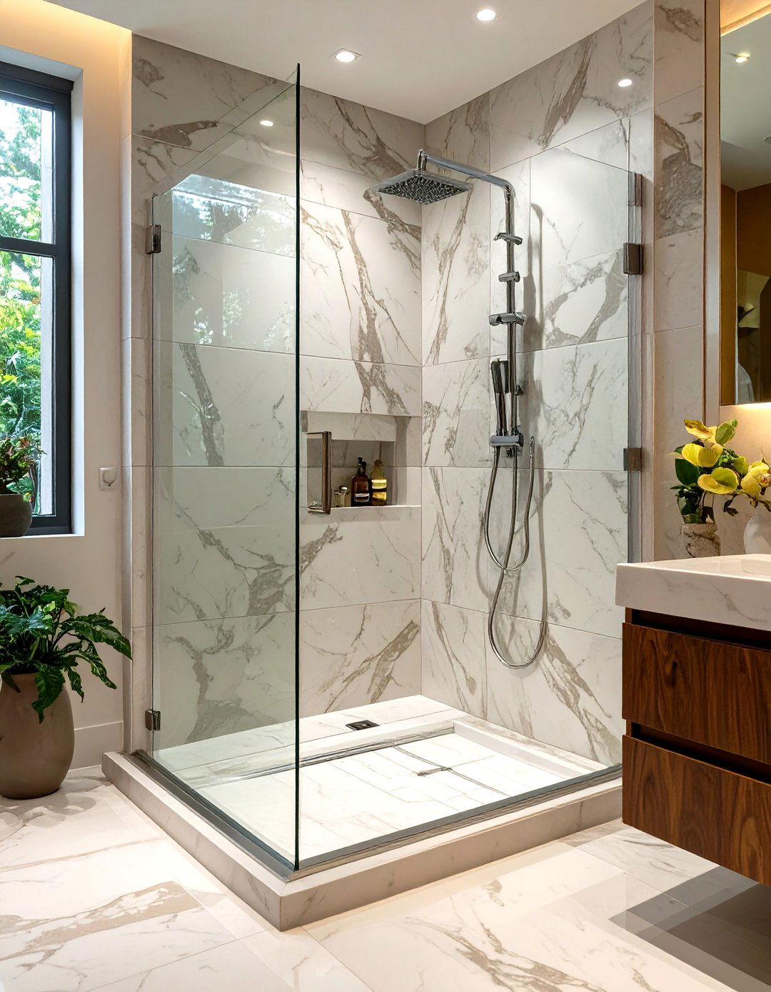 The Seamless Glass Enclosure Walk in Shower - 30 master bathroom walk in shower ideas