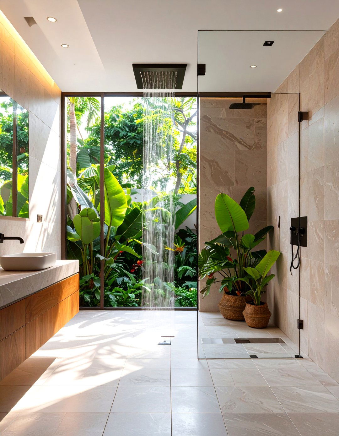 The Seamless Indoor Outdoor Connection - 30 doorless walk-in shower ideas