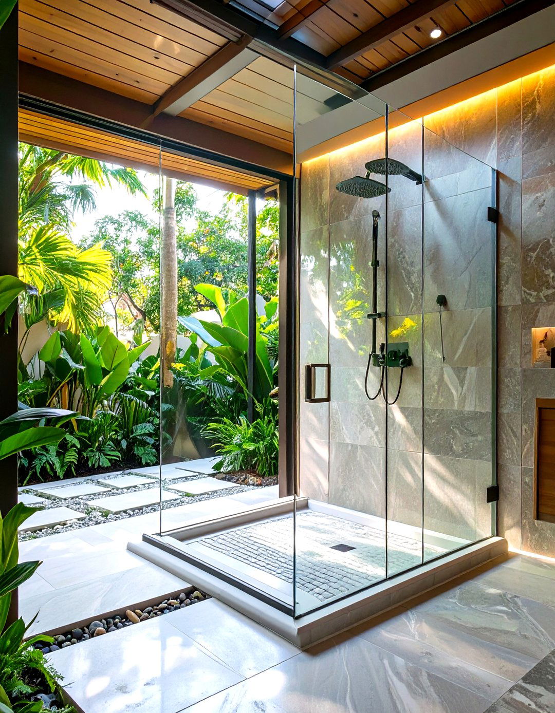 The Seamless Indoor Outdoor Handicap Shower - 30 handicap shower ideas