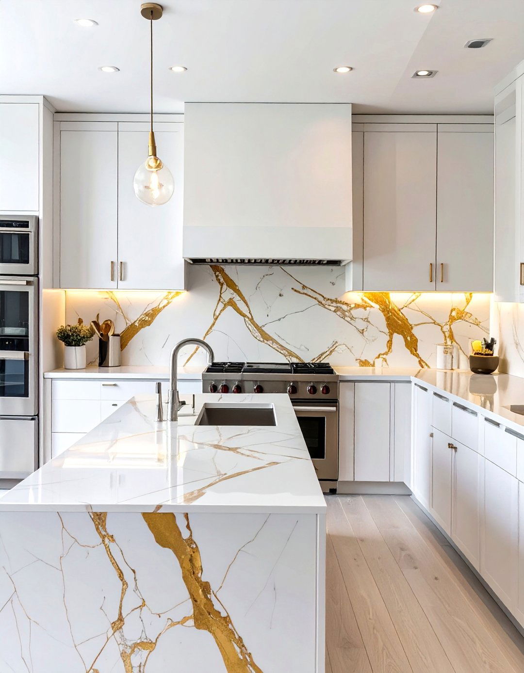 The Seamless Marble Slab Kitchen - 30 backsplash ideas for kitchen