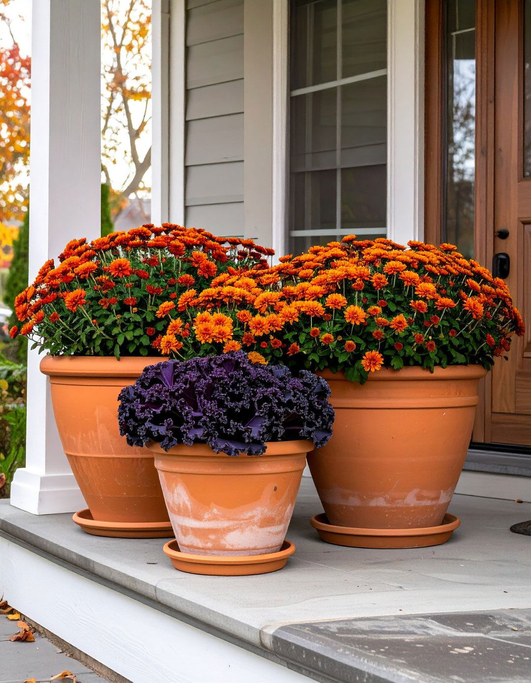 The Seasonal Potted Display - 30 budget cheap simple front yard landscaping ideas