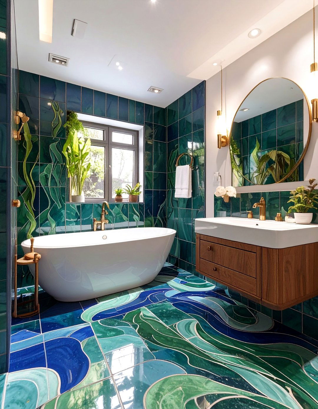The Seaweed Patterned Bathroom Tile - 30 art nouveau interior design ideas