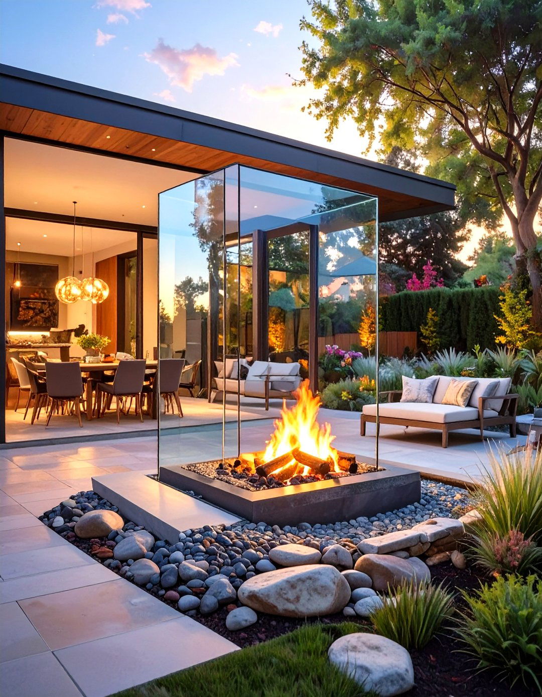 The See Through Glass Outdoor Fireplace - 30 modern outdoor fireplace ideas
