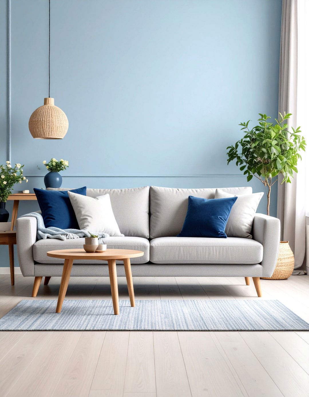 The Serene Blue and Grey Combination - 30 grey sofa living room ideas