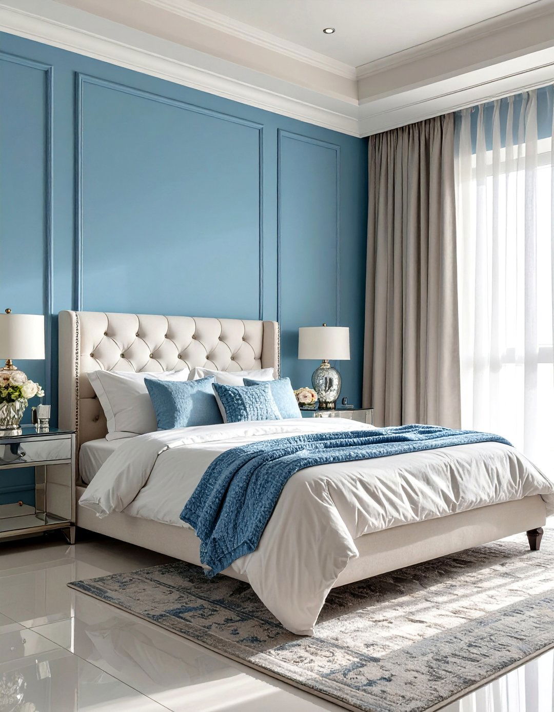 The Serene Sky Blue Bedroom - 30 blue and white bedroom ideas