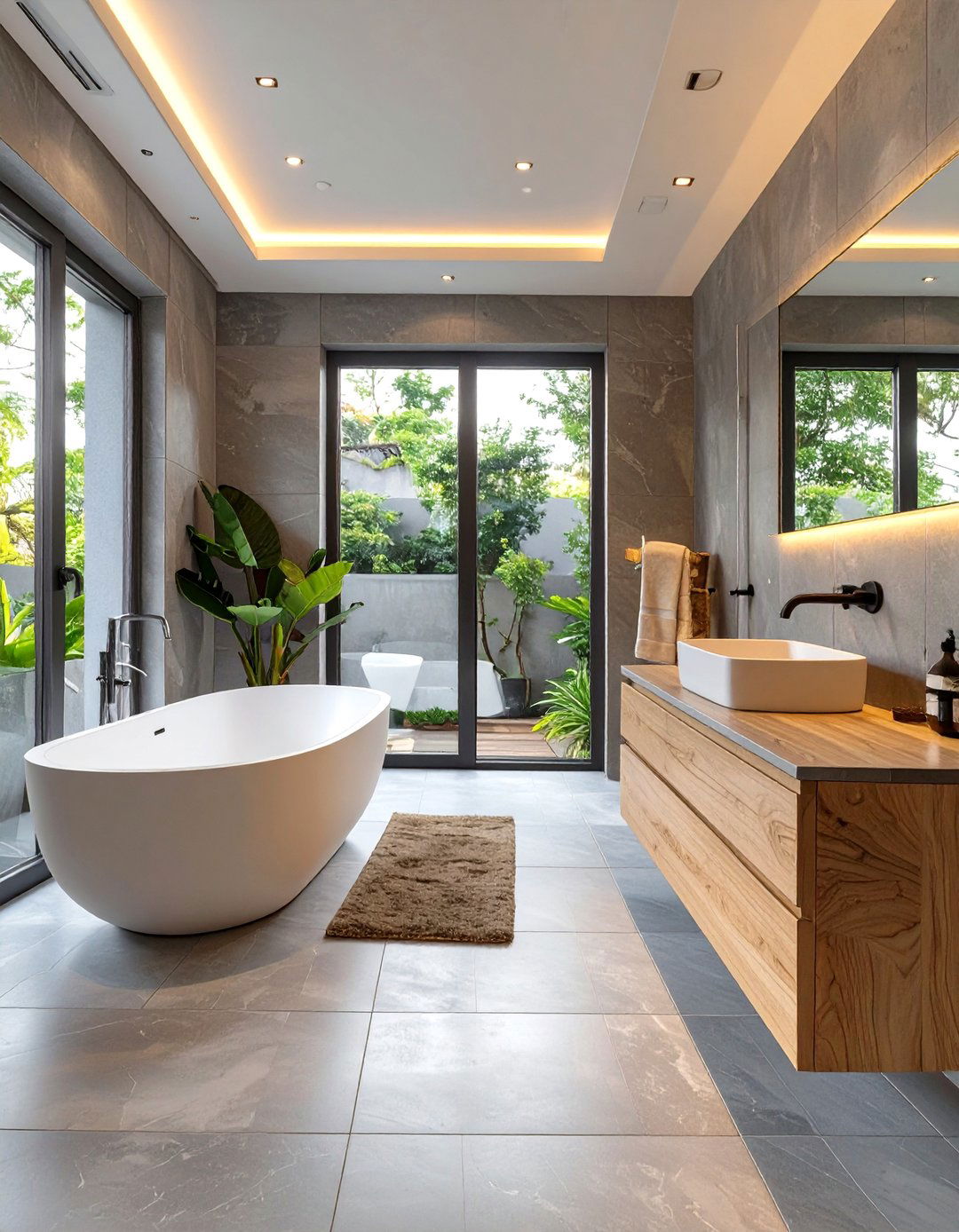 The Serene Spa Bathroom with Large Format Tiles - 30 bathroom tile inspiration
