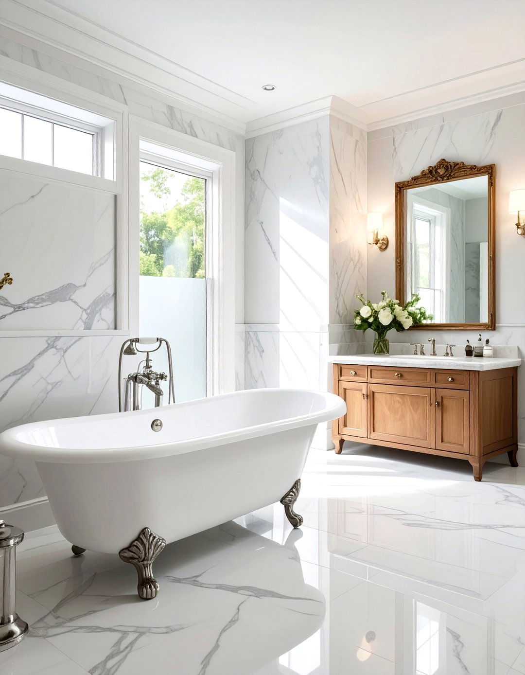 The Serene Spa Like Marble Bathroom - 30 old money interior design ideas