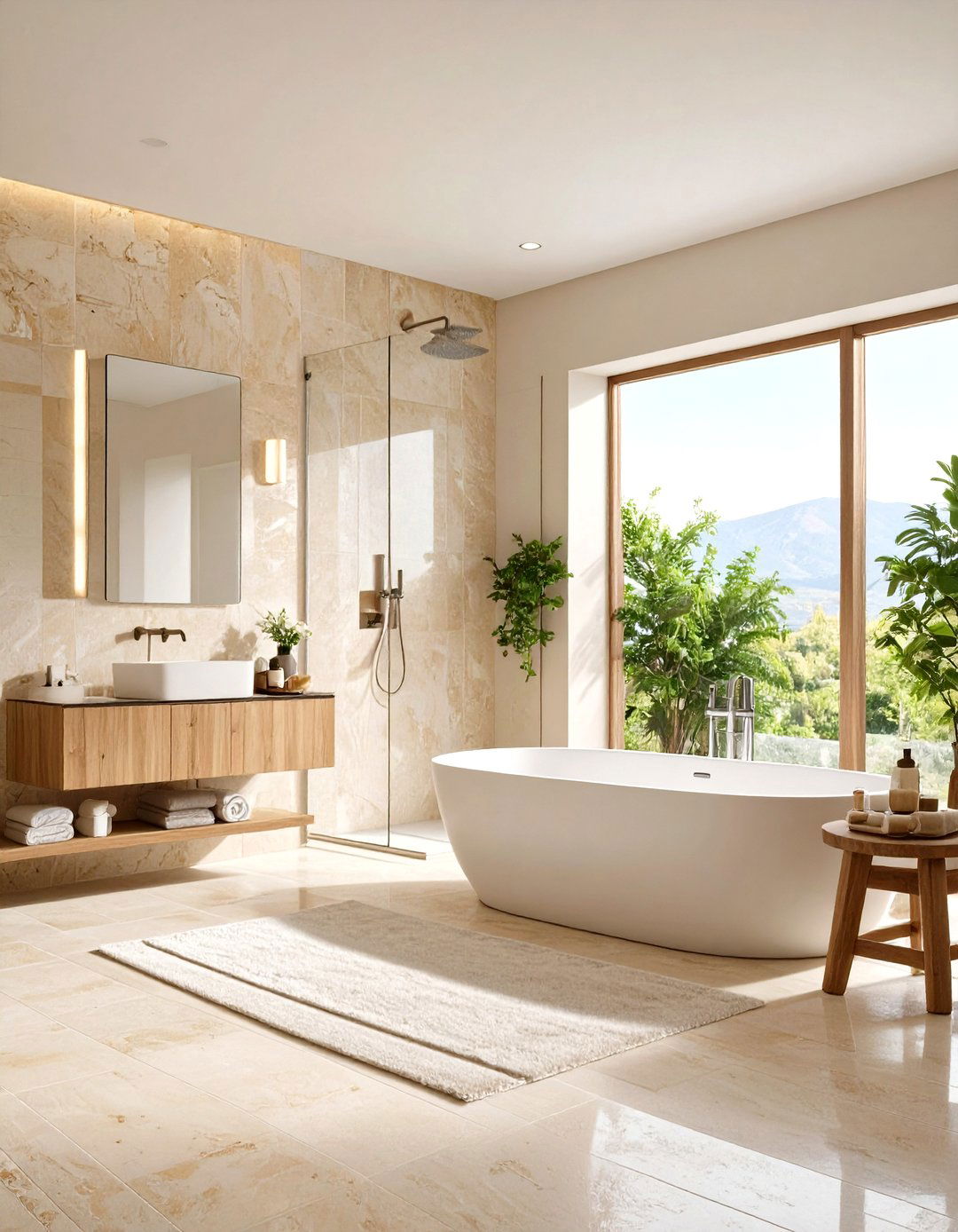 The Serene Travertine Spa Bathroom - 30 earthy bathroom ideas