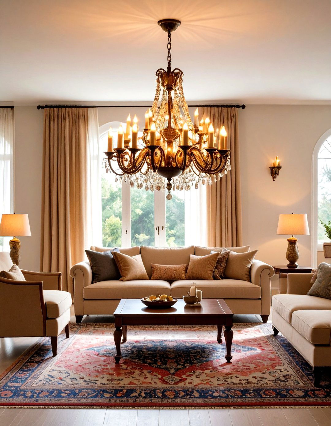 The Shaded Candle Chandelier - 30 living room chandelier ideas