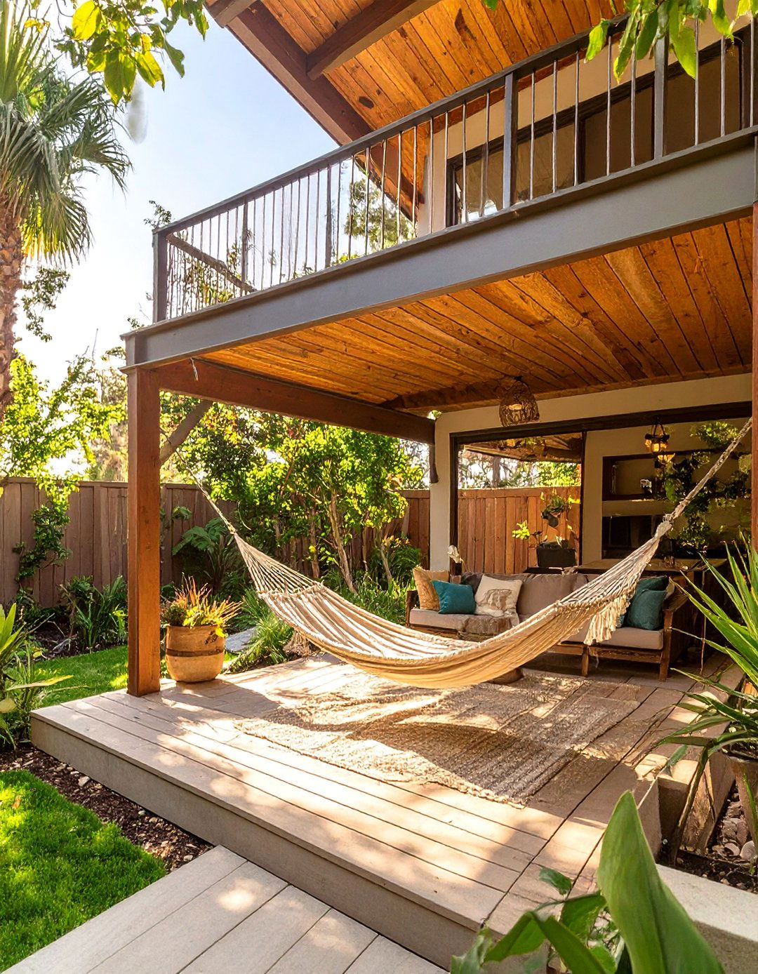 The Shaded Oasis Lower Deck - 30 backyard 2 level deck designs