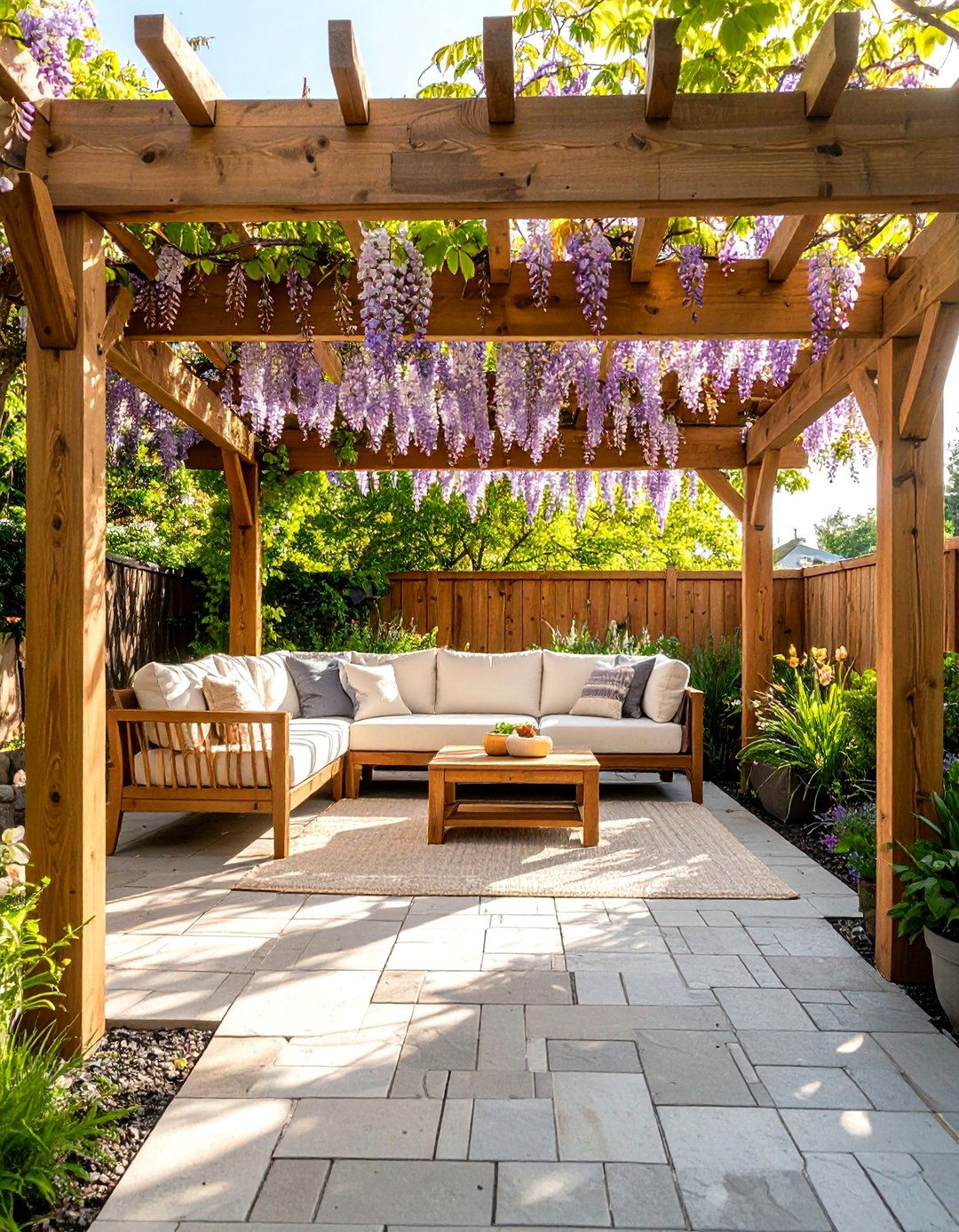 The Shaded Pergola Retreat - 30 flagstone patio ideas