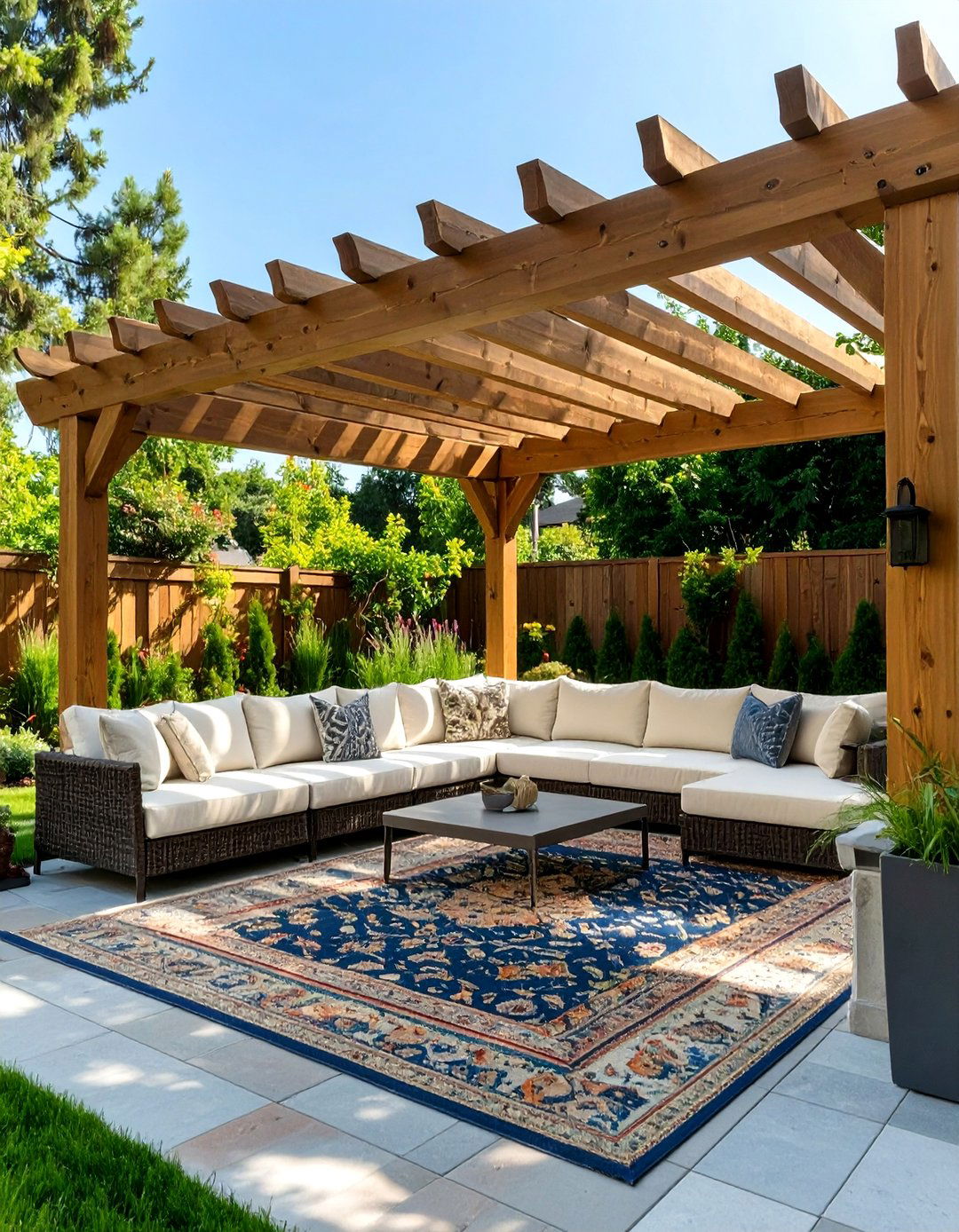 The Shaded Pergola and Outdoor Living Room - 30 backyard renovation ideas