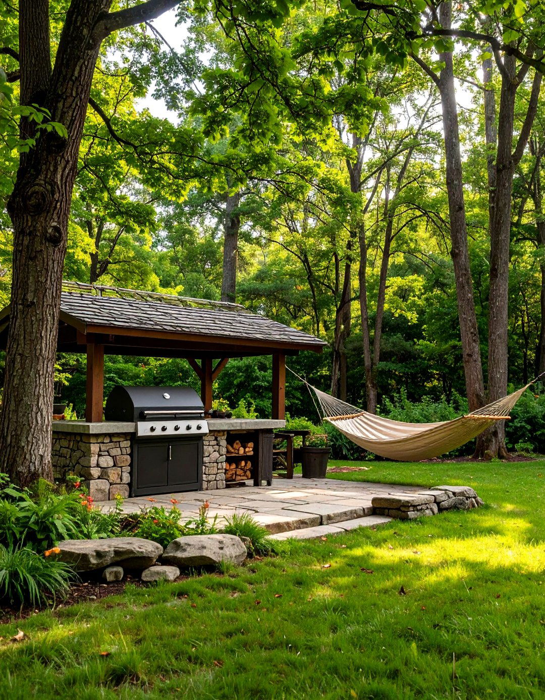 The Shaded Woodland Clearing - 30 backyard grill ideas
