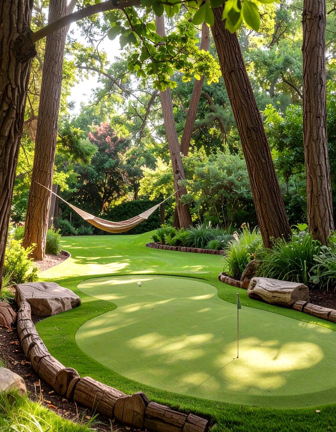 The Shaded Woodland Putting Green - 30 backyard putting green ideas