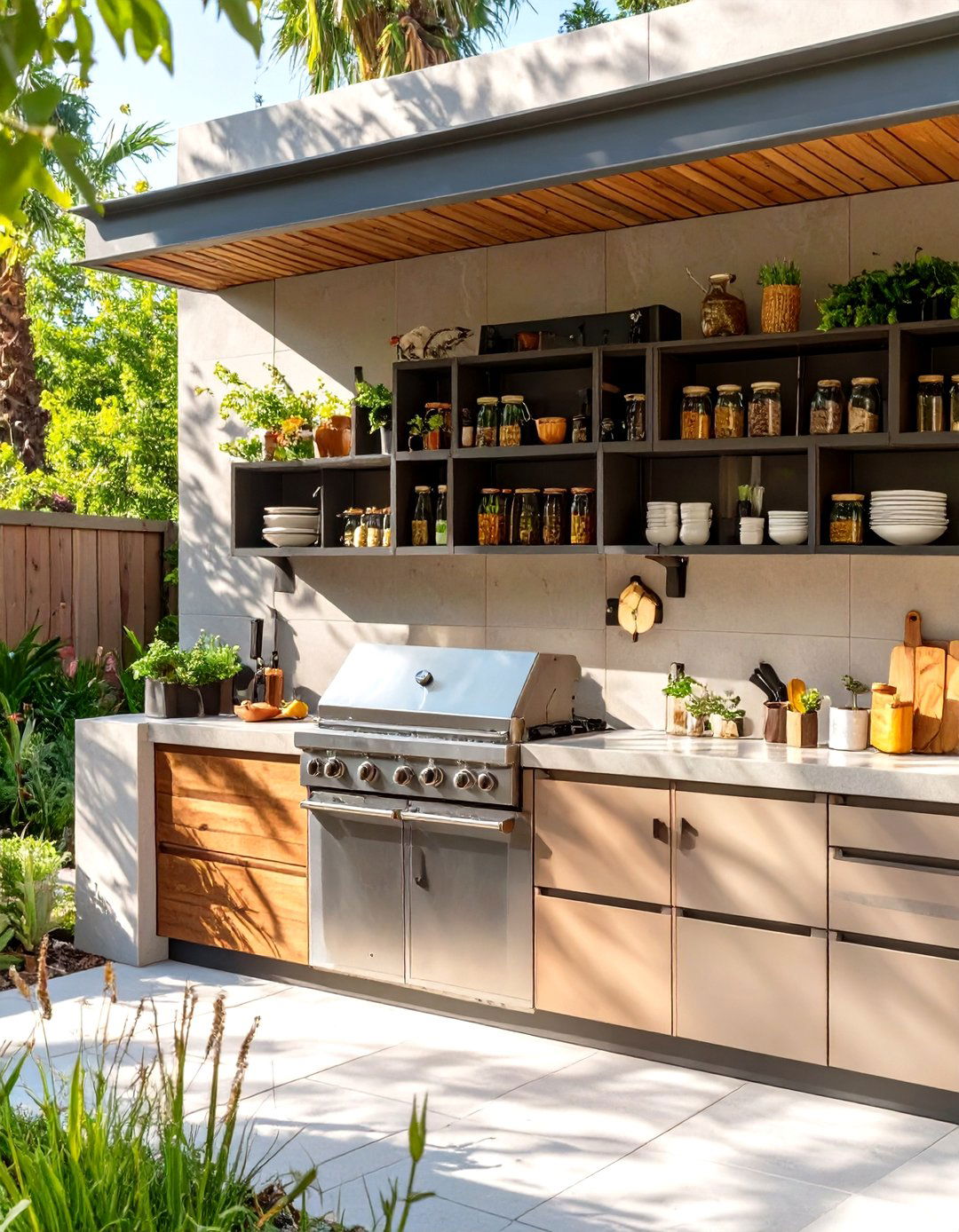 The Shadow Box Outdoor Kitchen Storage Wall - 30 cheap simple outdoor kitchen ideas