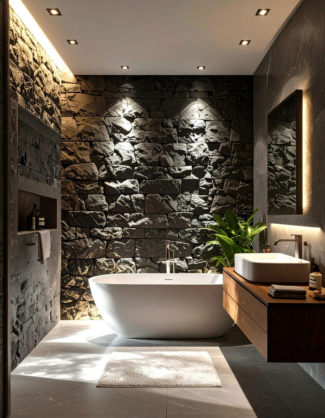 The Shadowy Stone Bathroom - 30 moody bathroom ideas