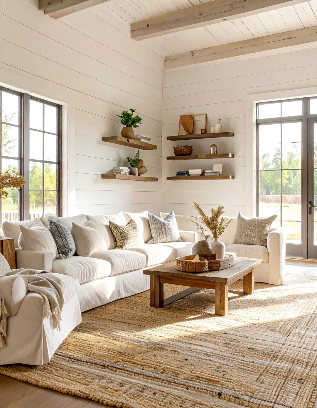 The Shiplap Wall Feature - 30 modern farmhouse farmhouse living room ideas