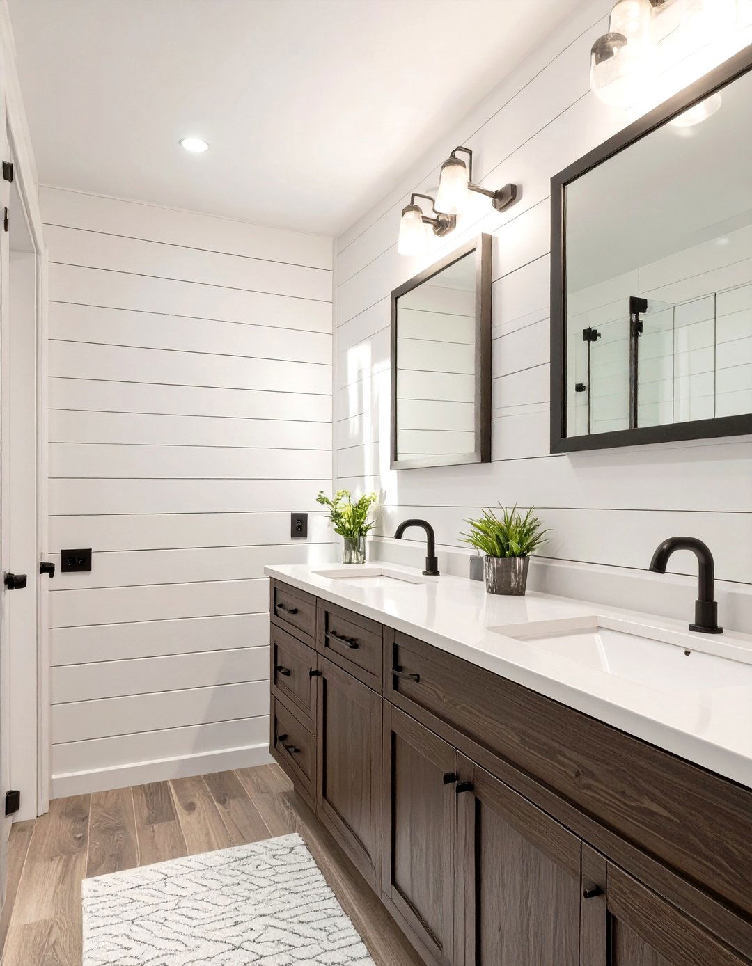 The Shiplap Wrapped Bathroom - 30 modern rustic bathroom ideas