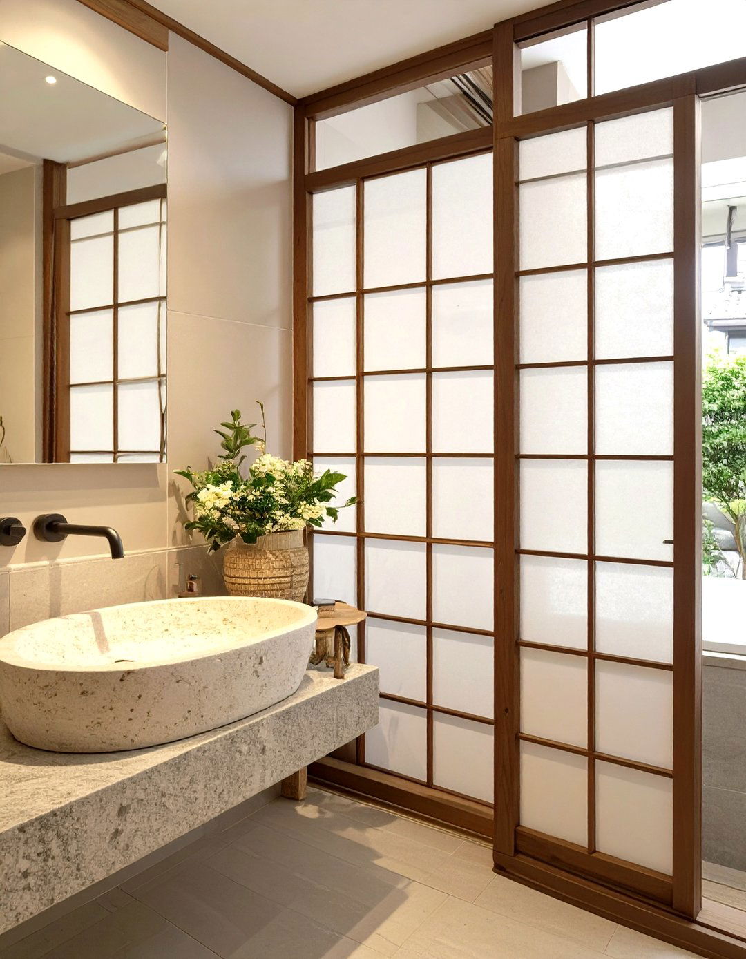 The Shoji Screen Bathroom Divider - 30 japan bathroom design ideas