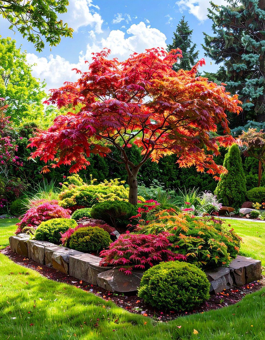 The Shrub and Small Tree Island - 30 backyard privacy ideas