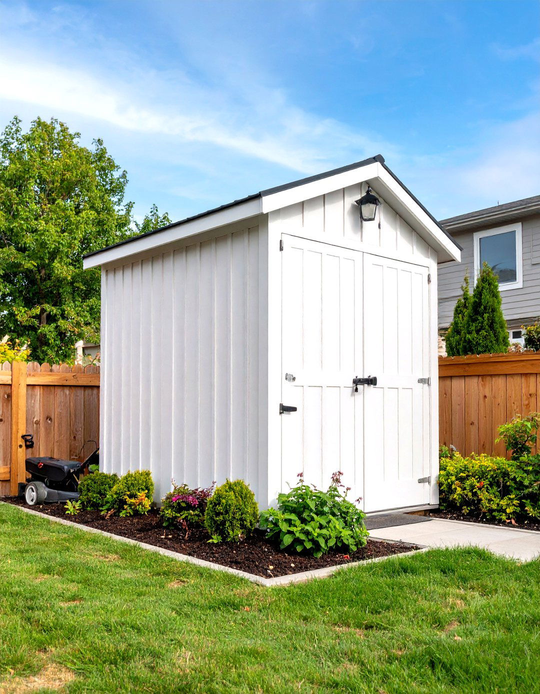 The Side Yard Sentry Box - 30 lawn mower storage ideas