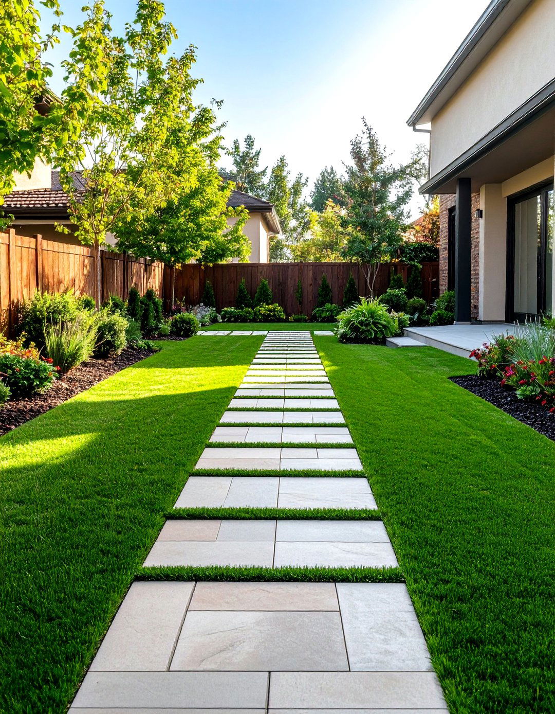 The Side Yard Transformation - 30 backyard ideas with pavers and turf