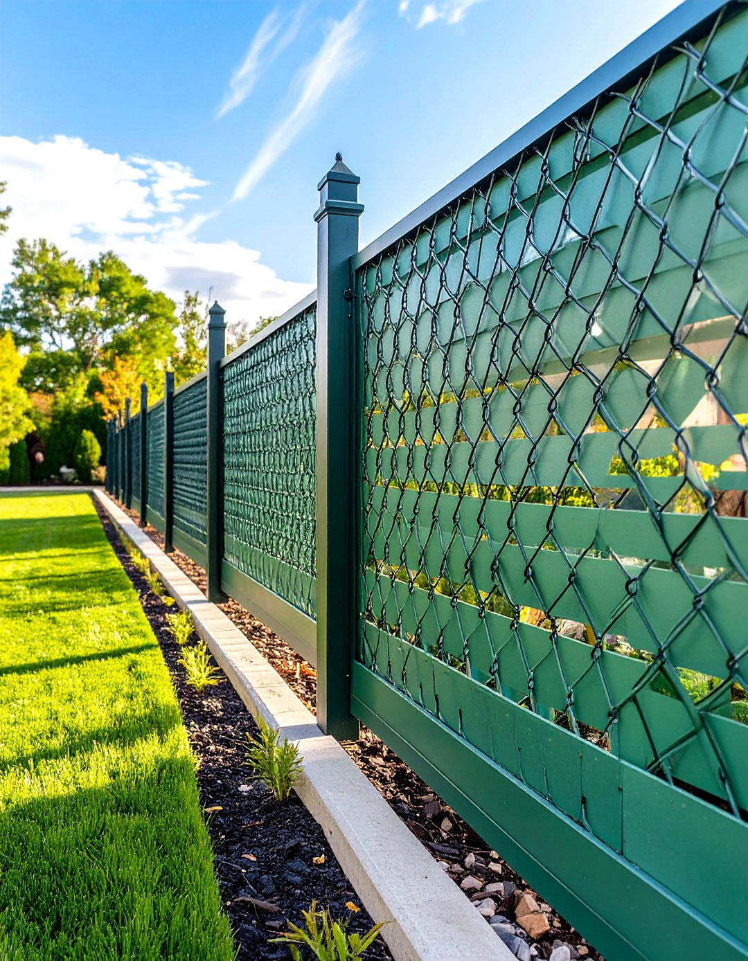 The Simple Chain Link Fence with Slats - 30 low cost garden fence designs