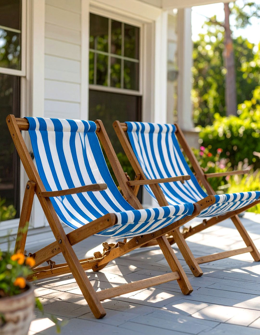 The Simple Fabric Sling Chair Porch - 30 back porch ideas on a budget
