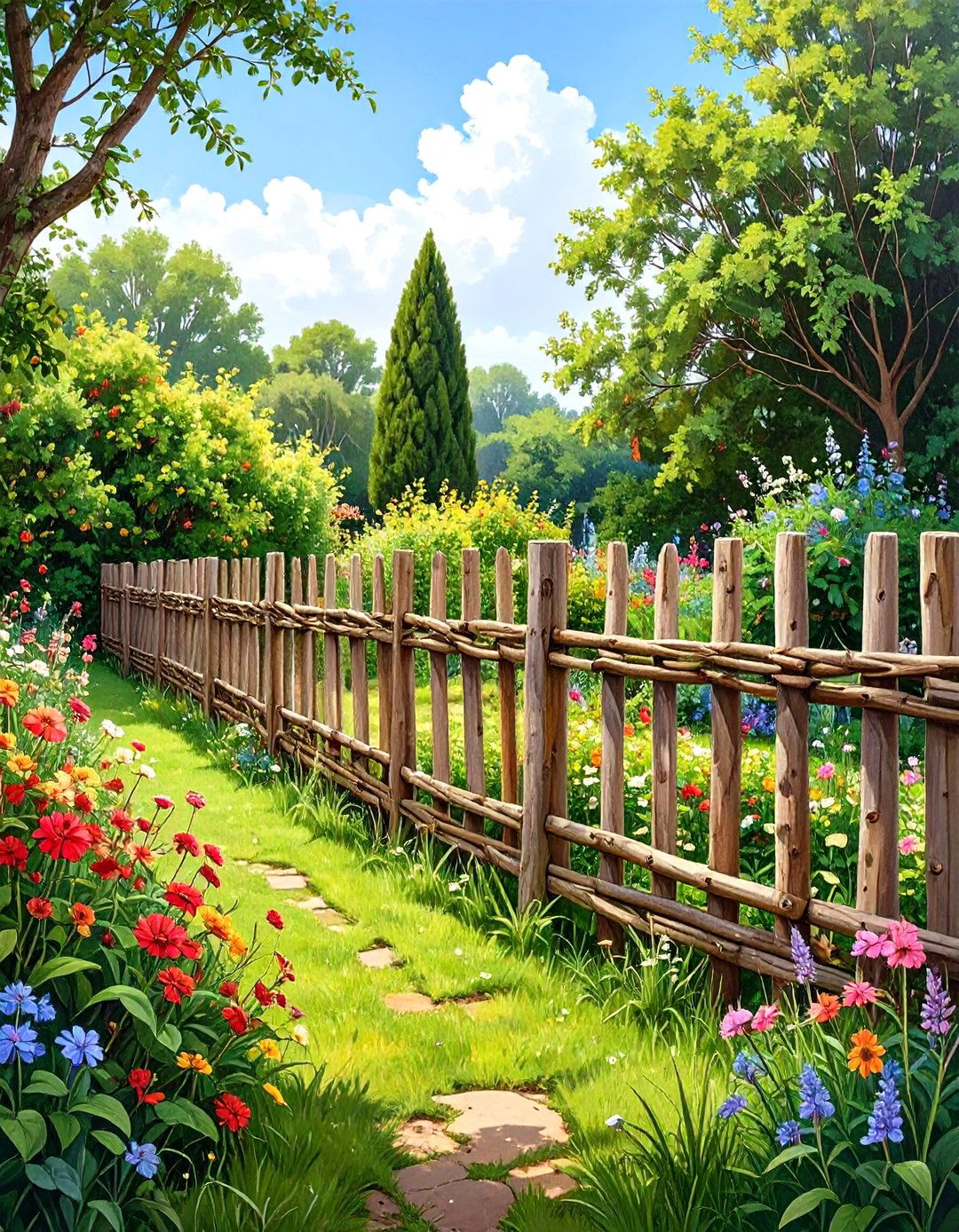 The Simple Staked Branch Fence - 30 low cost garden fence designs