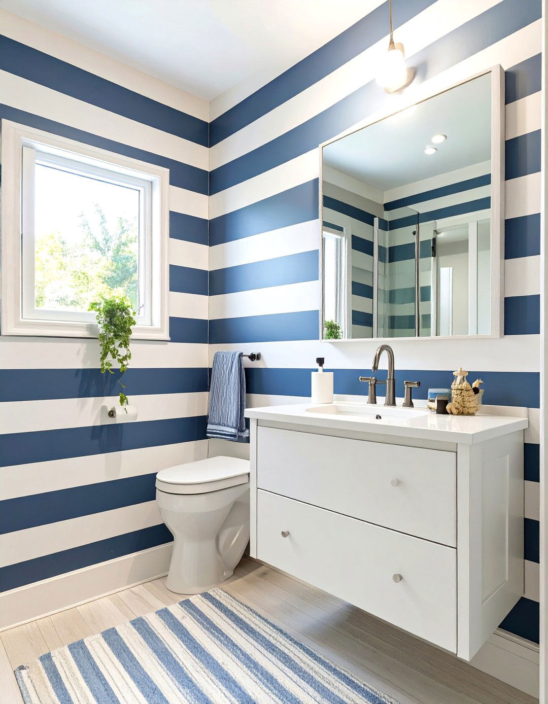 The Simple Striped Bathroom - 30 boys bathroom ideas