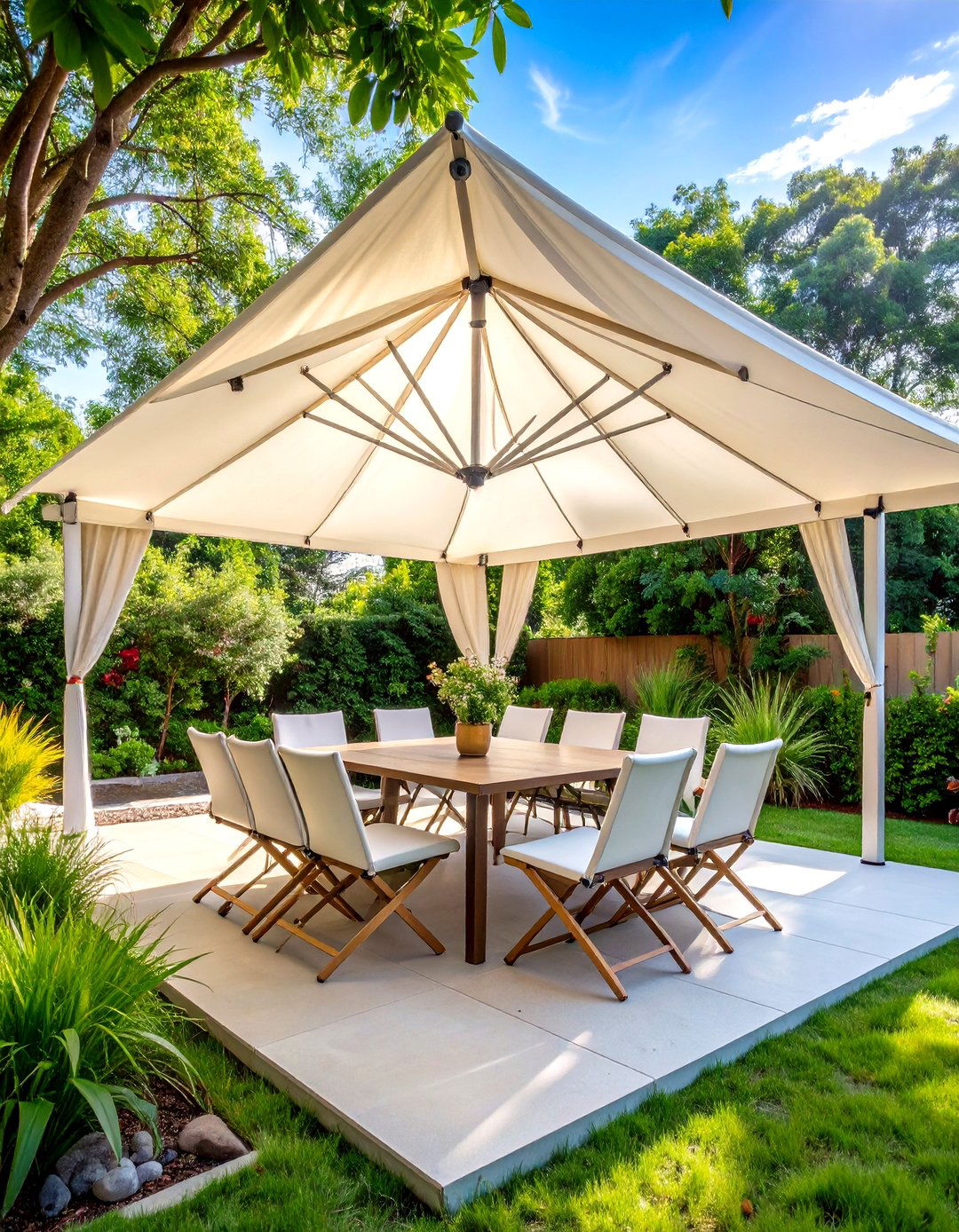 The Simple Tarp Sail Shade Room - 30 enclosed patio ideas on a budget