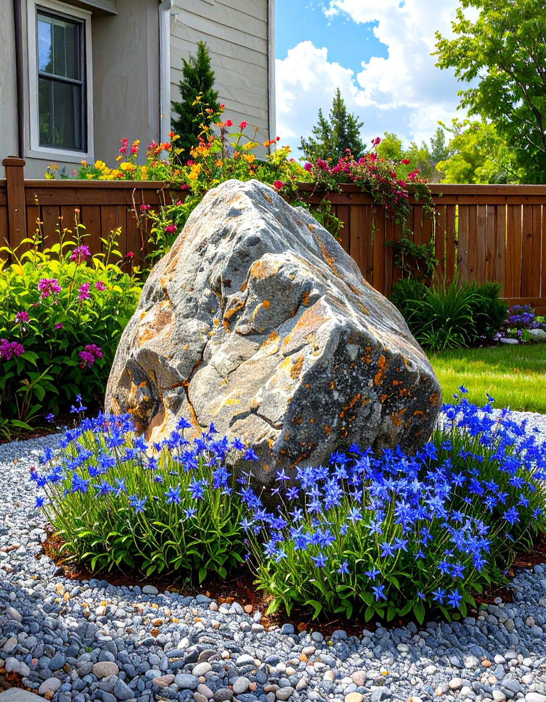 The Single Boulder Rock Garden - 30 low maintenance small rock garden ideas