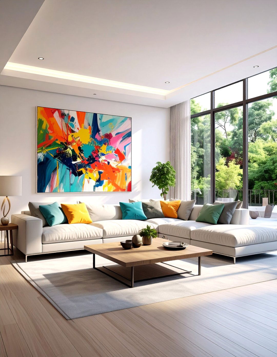 The Singular Large Scale Art Piece - 30 living room gallery wall ideas