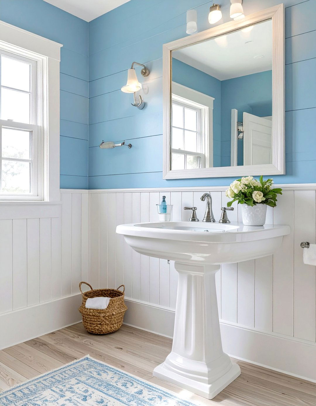 The Sky Blue and White Bathroom - 30 bathroom color ideas 2025
