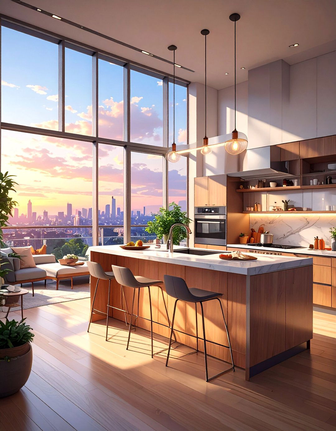 The Sky High Modern Kitchen - 30 minecraft kitchen ideas