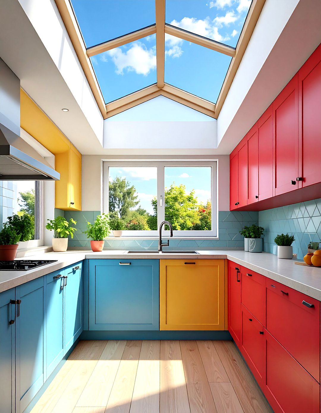 The Skylight Enhanced Kitchen Sink Area - 30 kitchen window ideas over sink