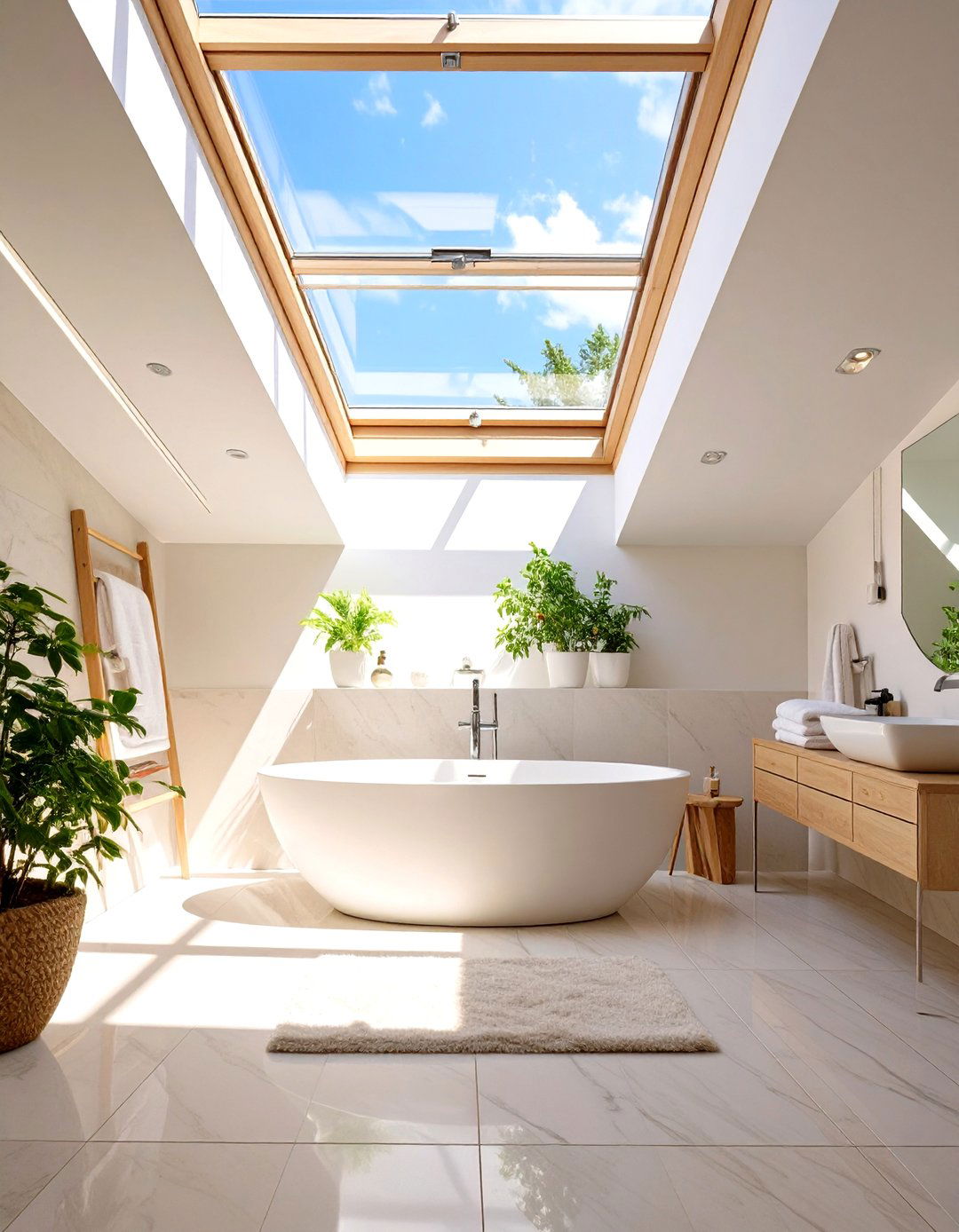 The Skylight Focused Bathroom Layout - 30 bathroom layout ideas