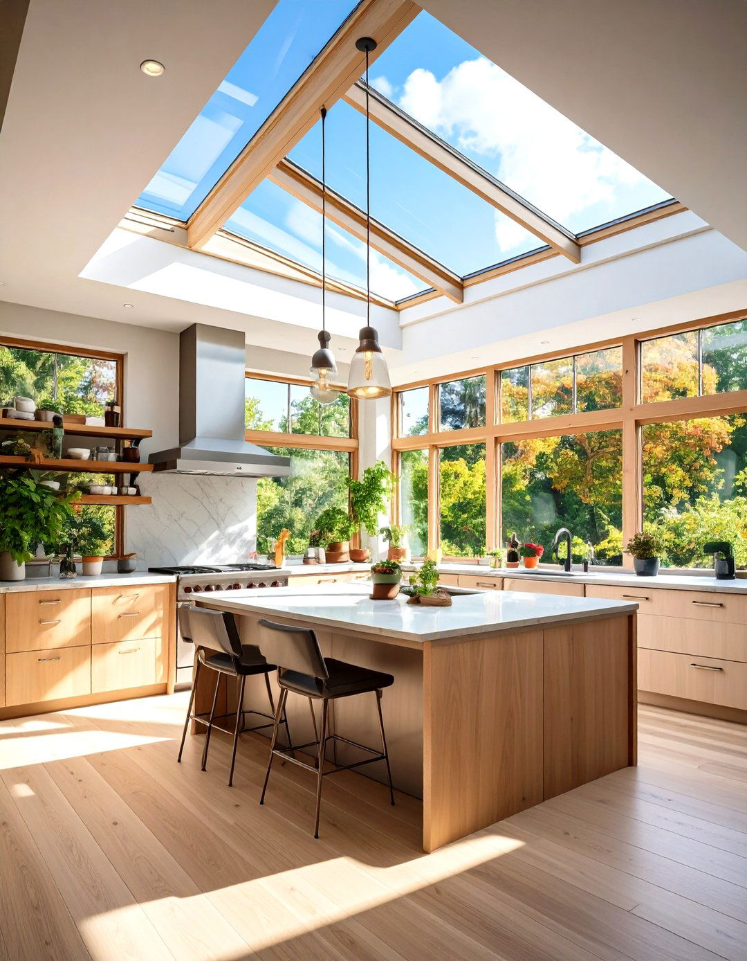 The Skylight Kitchen Window Combination - 30 kitchen window ideas