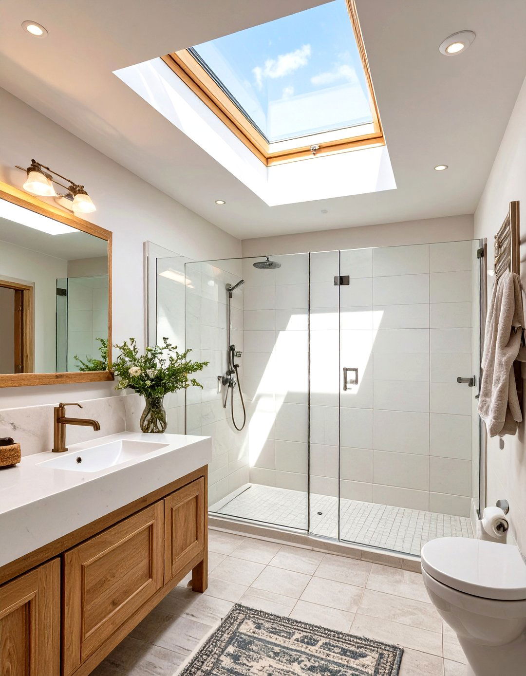 The Skylight Lit Bathroom - 30 cottage bathroom ideas