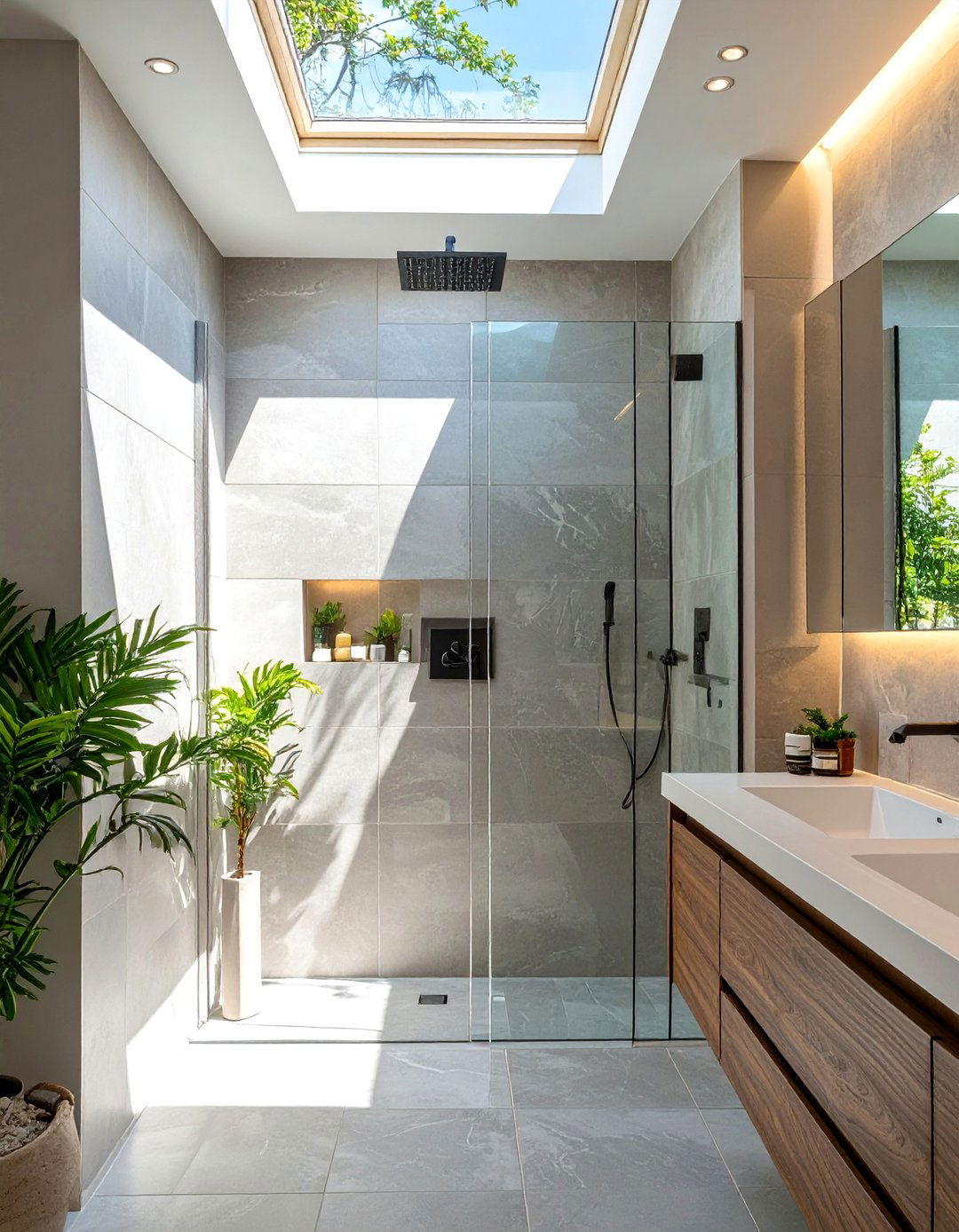 The Skylight Lit Master Bathroom Shower - 30 master bathroom shower ideas