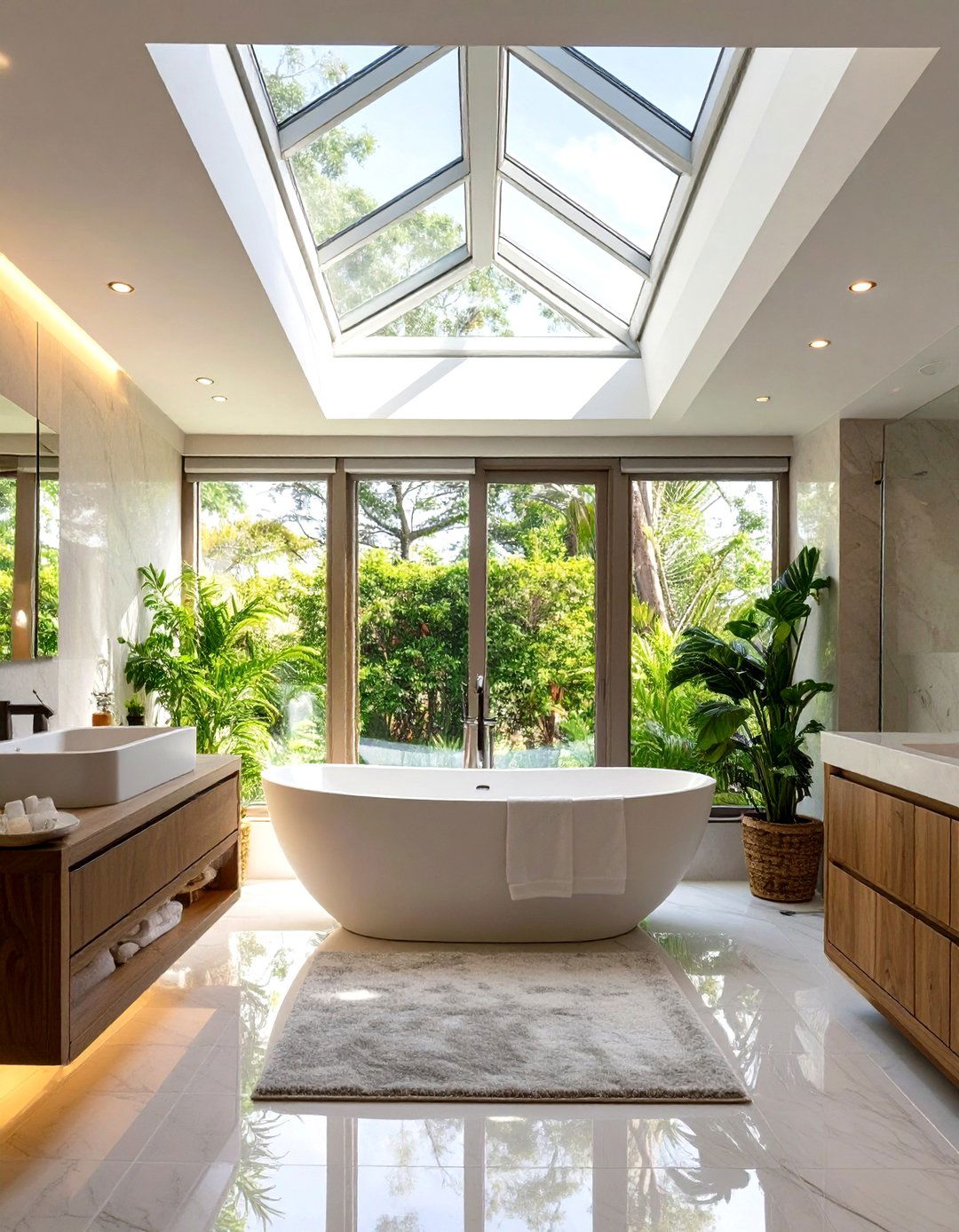 The Skylight Lit Master Bathroom - 30 luxury modern luxury master bathroom ideas