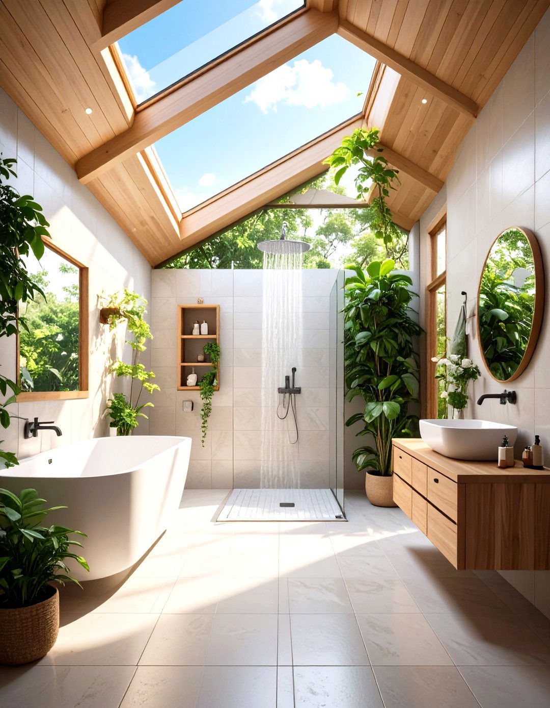 The Skylight Lit Shower Room - 30 limited space tiny shower room designs