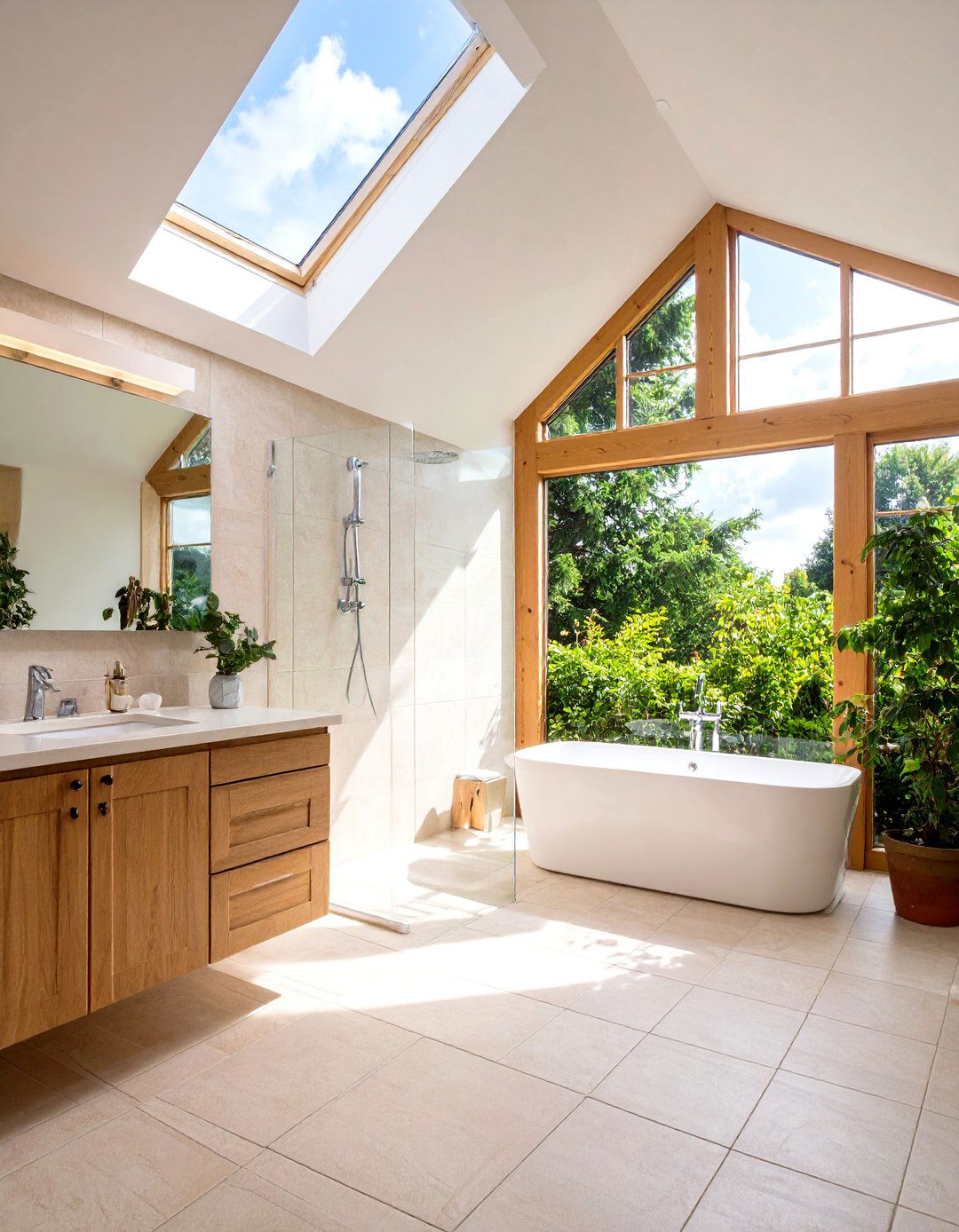 The Skylight Lit Shower Sanctuary - 30 limited space small bathroom designs with shower