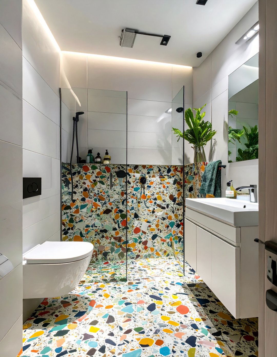 The Skylight Lit Shower Space - 30 modern small bathroom walk in shower ideas