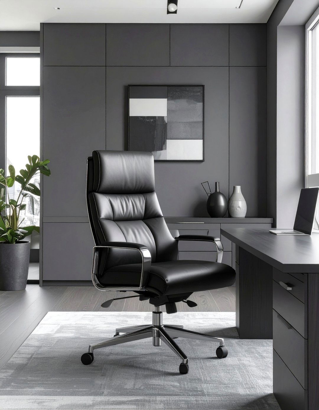 The Slate Grey Executive Office - 30 dark office ideas