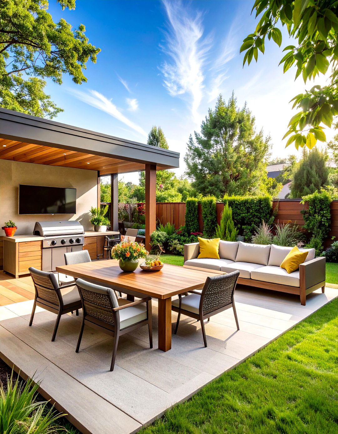 The Sleek All Weather Entertainment Zone - 30 enclosed patio ideas